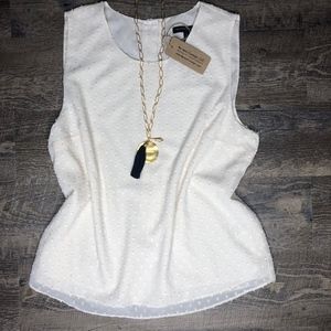 Cream Colored Layered Sleeveless Blouse | Large